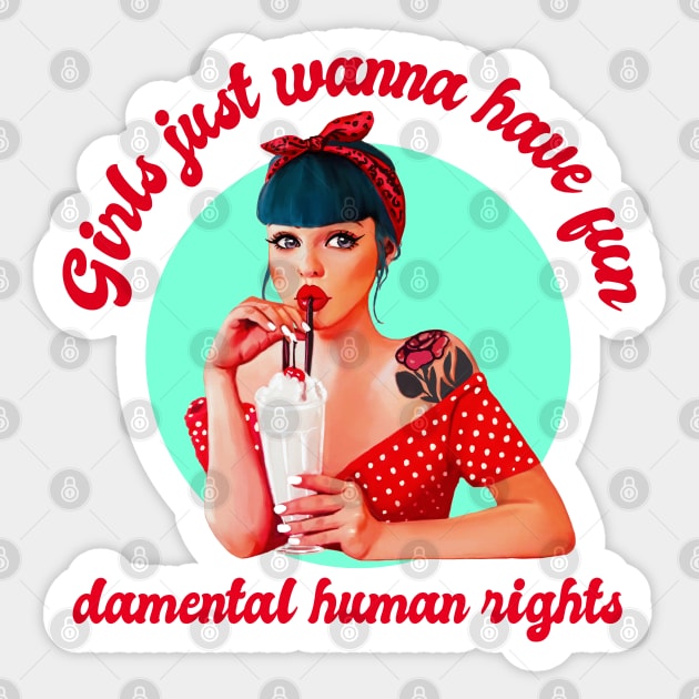 girls just wanna have fun feminist women equal day Sticker by astronauticarte